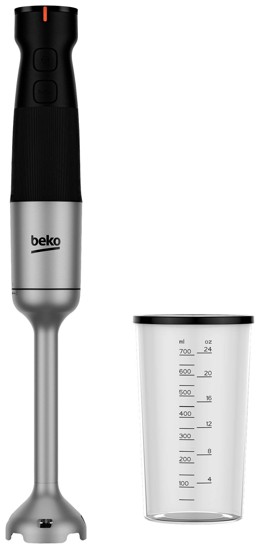 BEKO Hausgeräte HBA 81762 BX Stabmixer 750 W mit Zerkleinereraufsatz, mit Messbecher Edelstahl, Schwarz