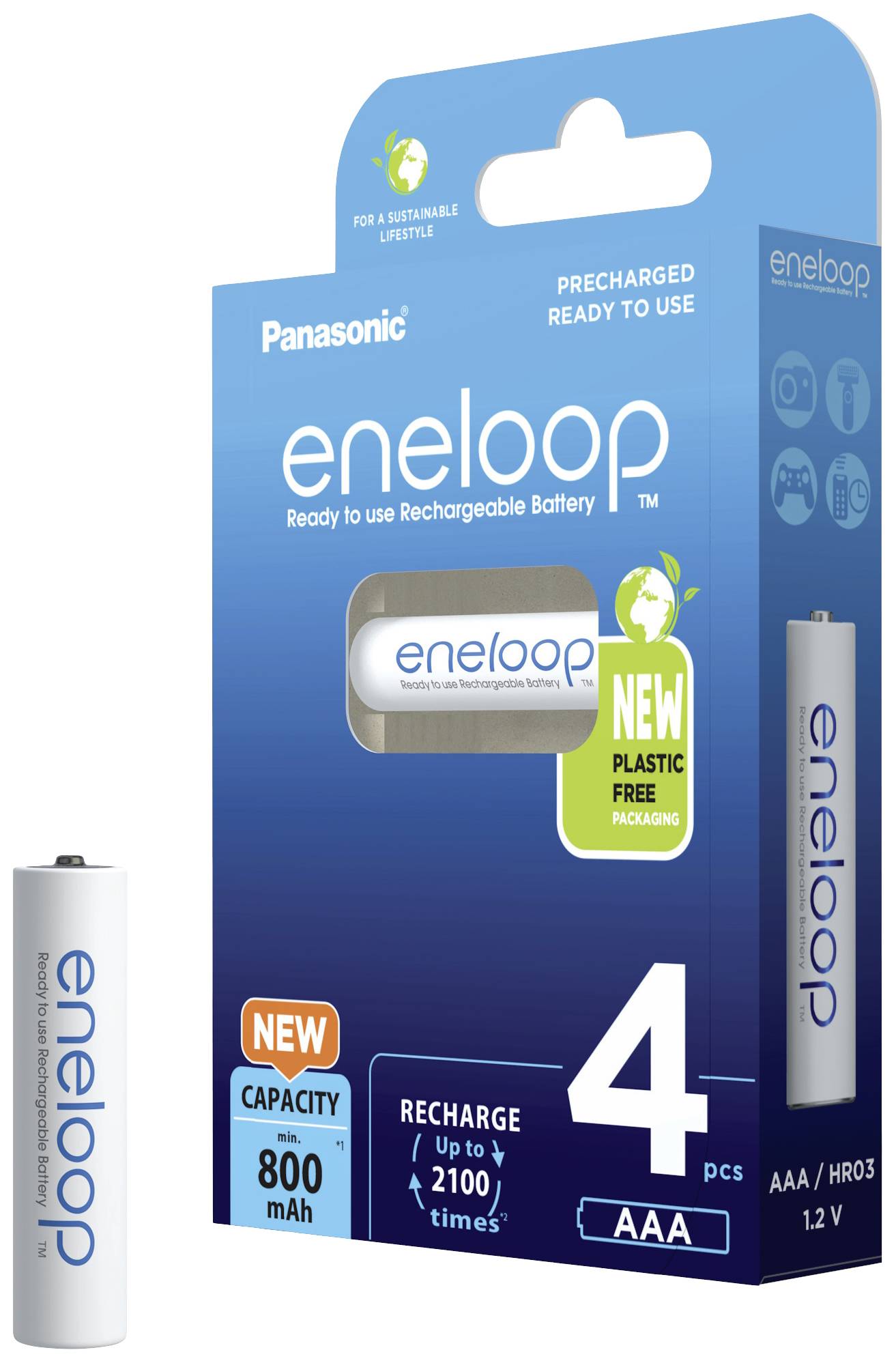 Eneloop HR03 Micro (AAA)-Akku NiMH 800 mAh 1.2 V 4 St.