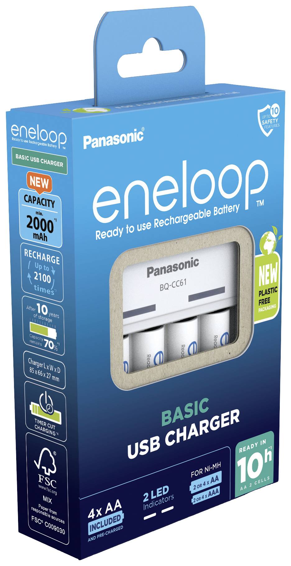 Panasonic BQ-CC61 + eneloop AA Rundzellen-Ladegerät NiMH Micro (AAA), Mignon (AA)
