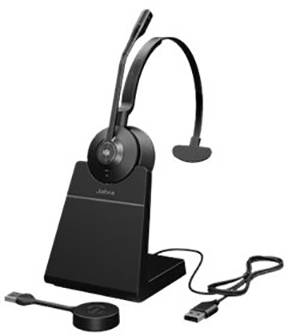 Jabra Engage 55 On Ear Headset DECT Mono Schwarz inkl. Lade- und Dockingstation, Lautstärkeregelung, Mikrofon-Stummschaltung Telefon