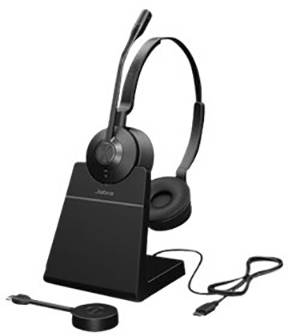 Jabra Engage 55 On Ear Headset DECT Stereo Schwarz inkl. Lade- und Dockingstation, Lautstärkeregelung, Mikrofon-Stummschaltung Telefon