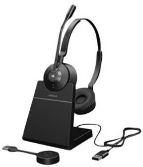 Jabra Engage 55 On Ear Headset DECT Stereo Schwarz inkl. Lade- und Dockingstation, Lautstärkeregelung, Mikrofon-Stummschaltung Telefon