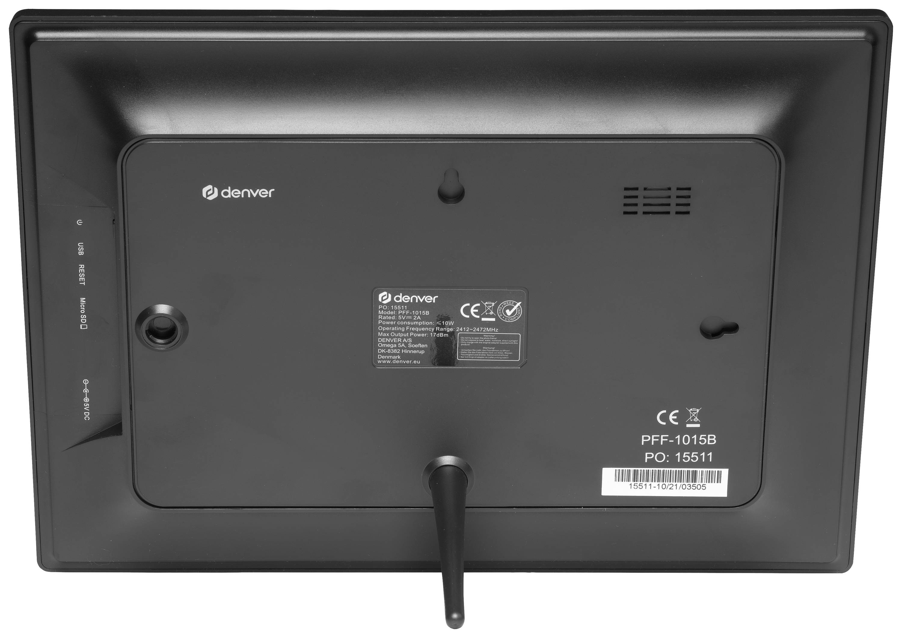 Denver PFF-1015 black Digitaler WiFi-Bilderrahmen 25.7 cm 10.1 Zoll EEK: C (A - G) 1280 x 800 Pixel 16 GB Schwarz