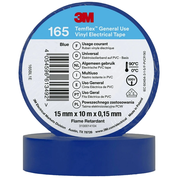 3M Temflex™ 165 165BL1E Isolierband Temflex™ 165 Blau (L x B) 10m x 15mm 3M Temflex™ 165 165BL1E Isolierband Temflex™ 165 Blau (L x B) 10m x 15mm