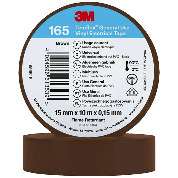 3M Temflex™ 165 165BR1E Isolierband Temflex™ 165 Braun (L x B) 10m x 15mm 3M Temflex™ 165 165BR1E Isolierband Temflex™ 165 Braun (L x B) 10m x 15mm