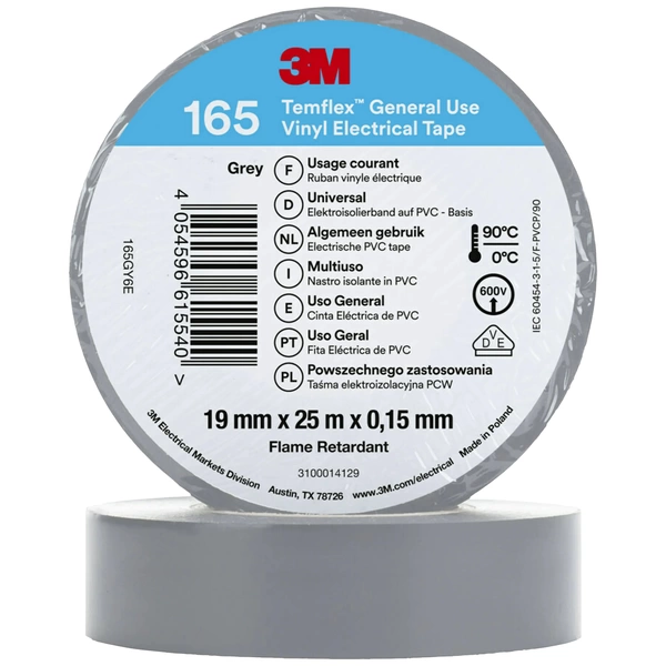 3M Temflex™ 165 165GY6E Isolierband Temflex™ 165 Grau (L x B) 25m x 19mm 3M Temflex™ 165 165GY6E Isolierband Temflex™ 165 Grau (L x B) 25m x 19mm