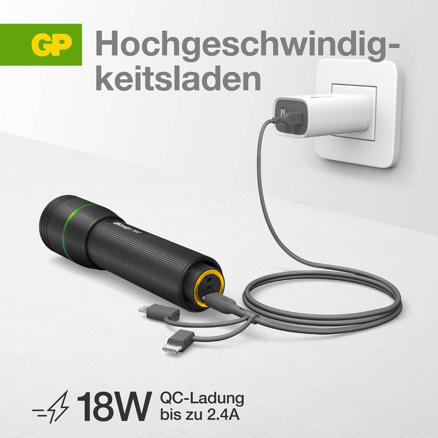 GP USB-Ladekabel USB 2.0 USB-A Stecker, Apple Lightning Stecker, USB-Micro-B Stecker, USB-C® Stecke