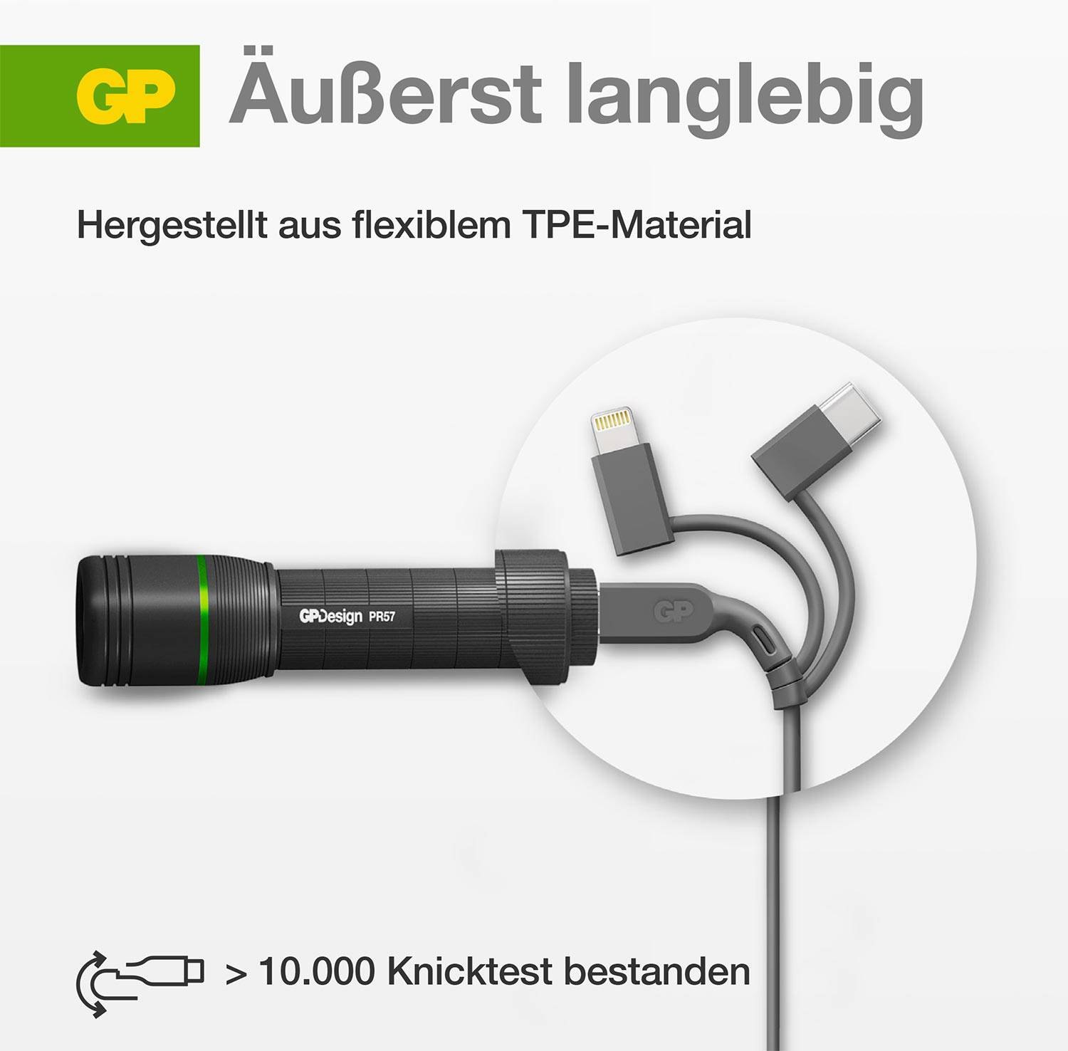 GP USB-Ladekabel USB 2.0 USB-A Stecker, Apple Lightning Stecker, USB-Micro-B Stecker, USB-C® Stecke