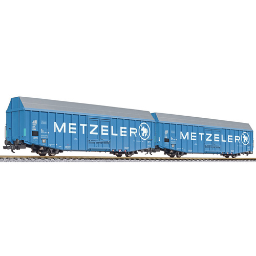 Liliput L230161 H0 2er-Set Großraum-Güterwagen "METZELER" Hbbks der DB