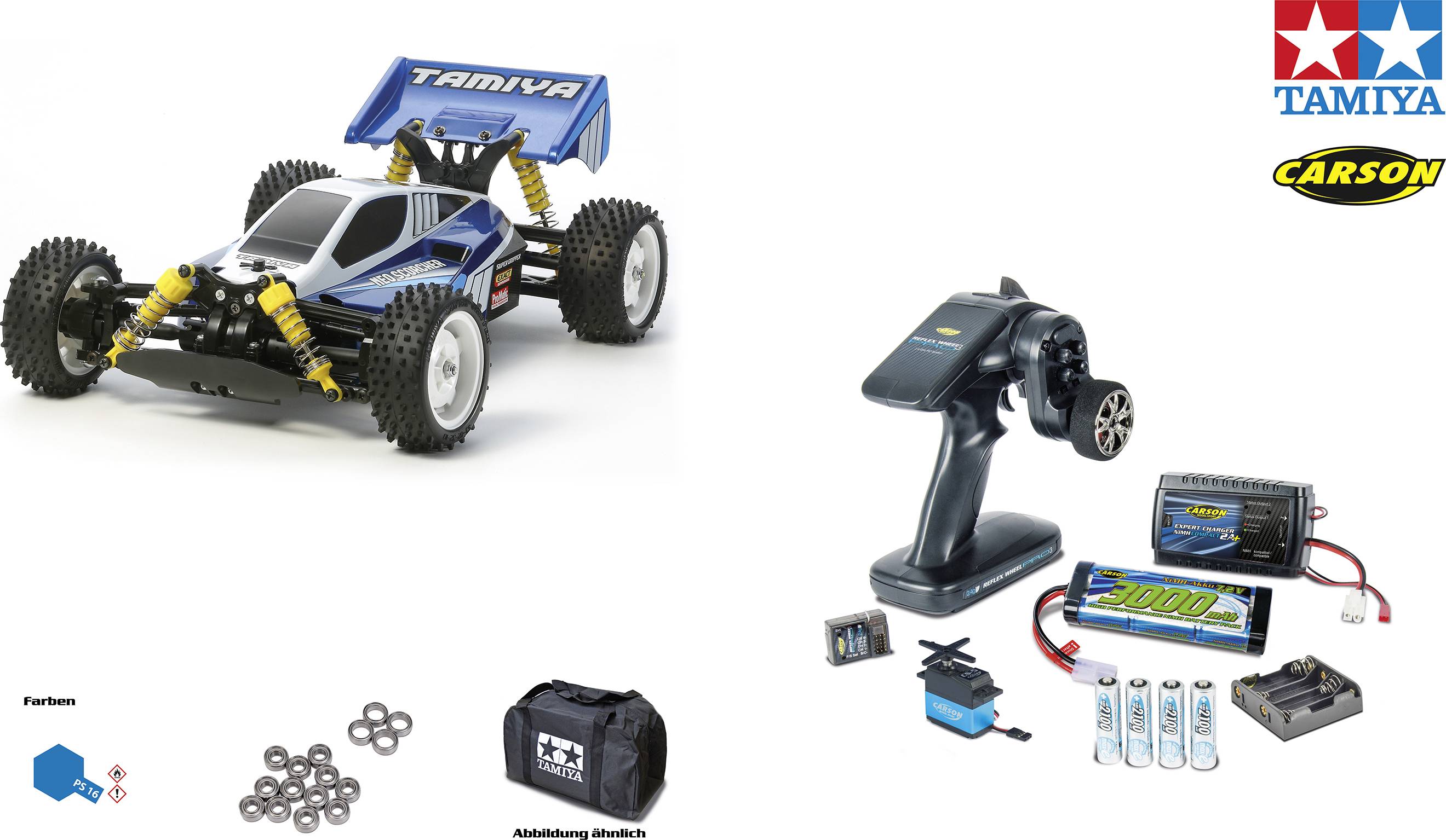 Tamiya Neo Scorcher, Set Brushed 1:10 RC Modellauto Elektro Buggy Allradantrieb (4WD) Bausatz