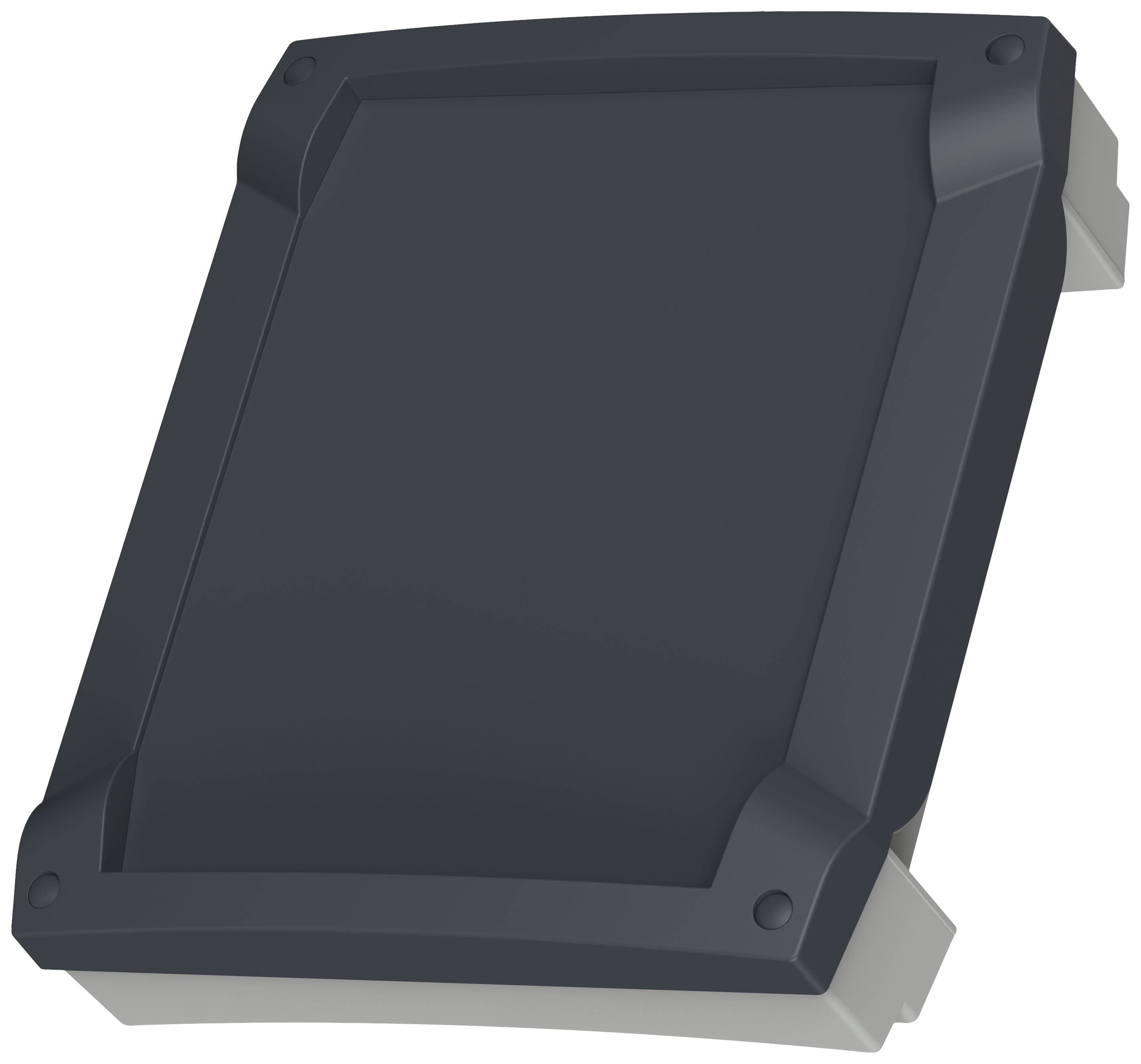 Ein schwarzer, quadratischer Bildschirm mit abgerundeten Ecken ohne sichtbare Anzeige oder Text.