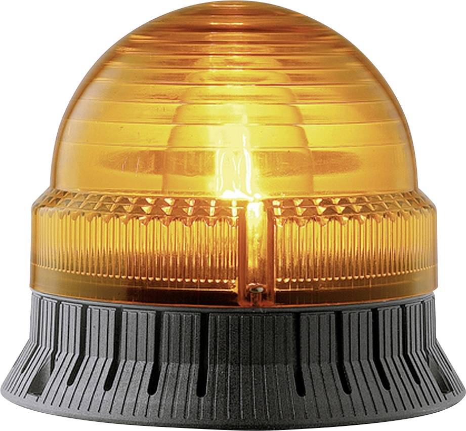 Orangefarbene Warnleuchte leuchtet mit hellem Licht, verwendet zur Sicherheit oder Warnung.