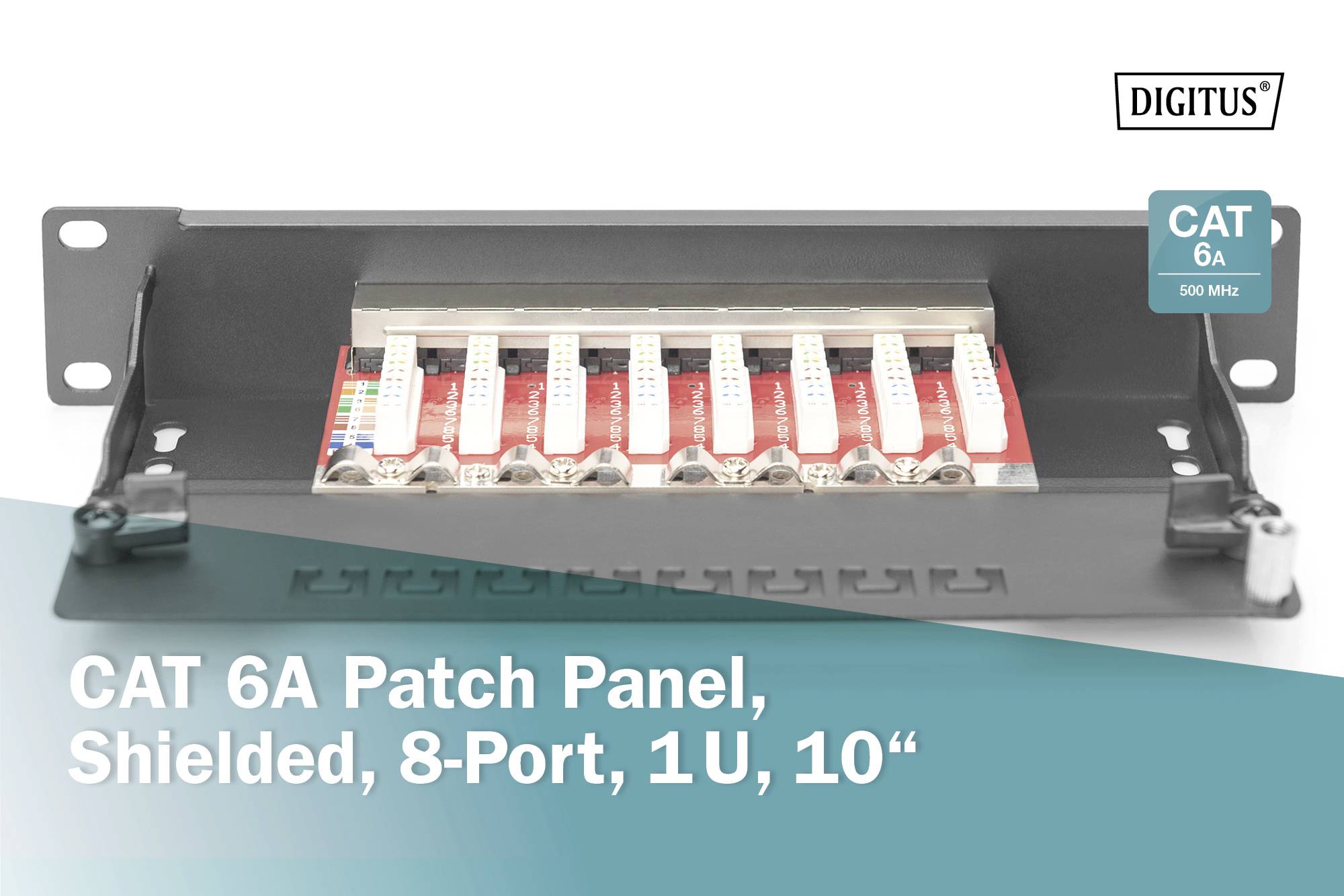 Digitus DN-91608S-EA 8 Port Patch-Panel 254 mm (10") CAT 6a 1 HE Bestückt