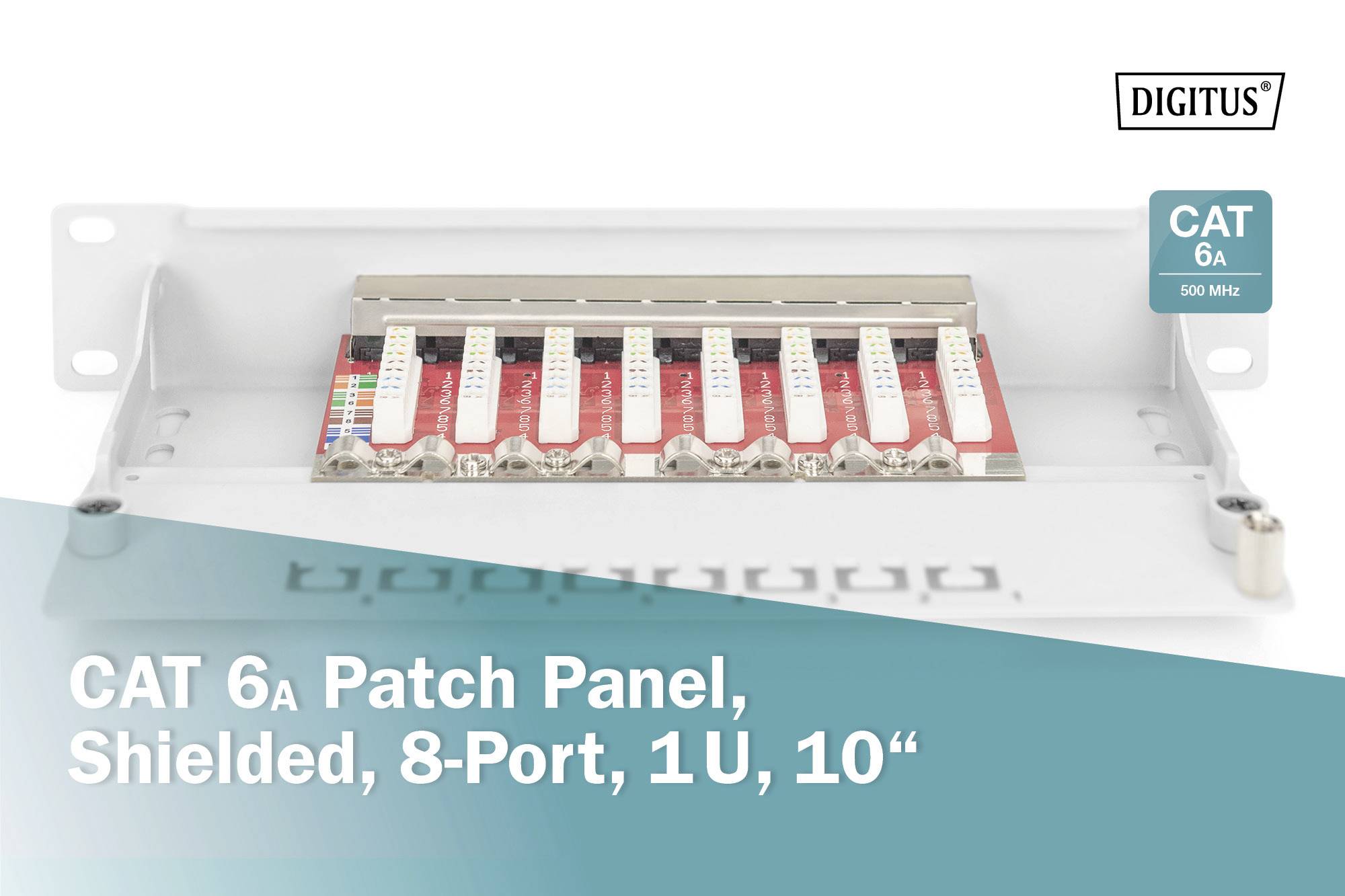 Digitus DN-91608S-EA-G 8 Port Patch-Panel 254 mm (10") CAT 6a 1 HE Bestückt