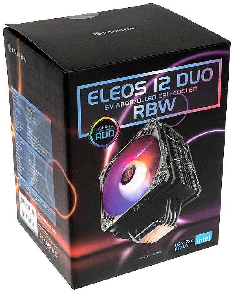 Raijintek ELEOS 12 DUO CPU-Kühler mit Lüfter Intel® LGA 1700, Intel® LGA 1200, Intel® LGA 1150, Intel® LGA 1151, Intel® LGA 1155, Intel® LGA