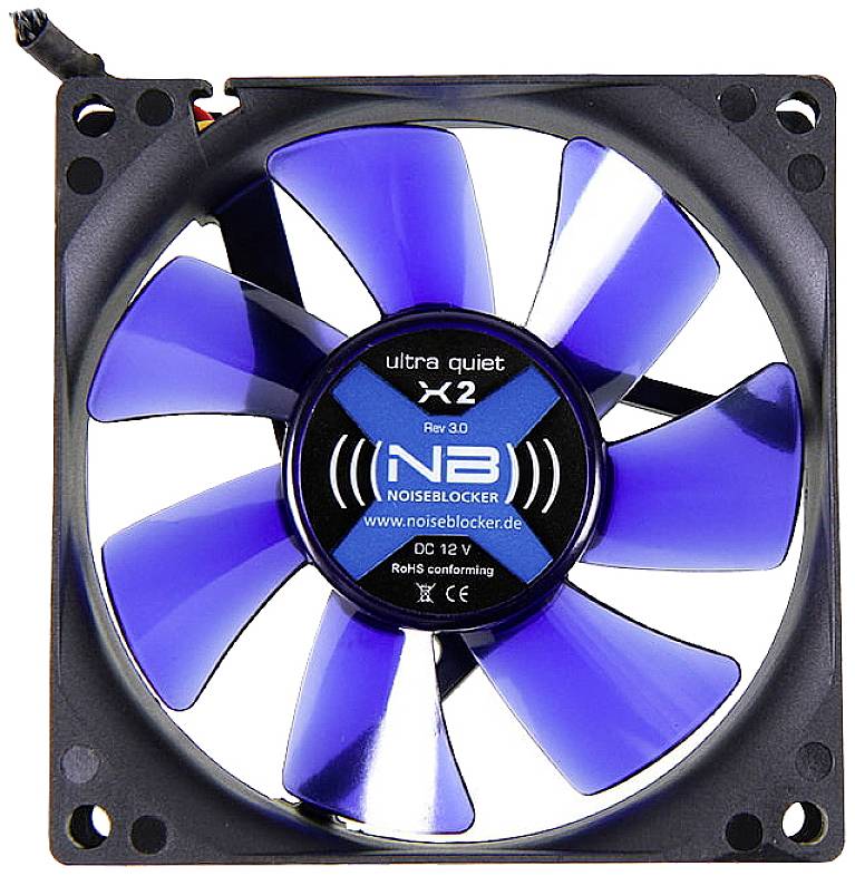NoiseBlocker BlackSilent Fan X2 PC-Gehäuse-Lüfter Schwarz (B x H x T) 80 x 80 x 25mm