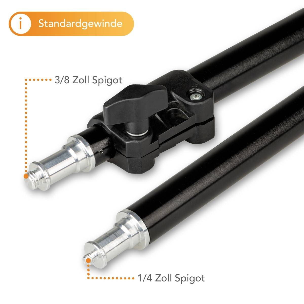 Walimex BL-K 15 + LSM 45 Mittelsäule Außengewinde=5/8", 3/8", 1/4"