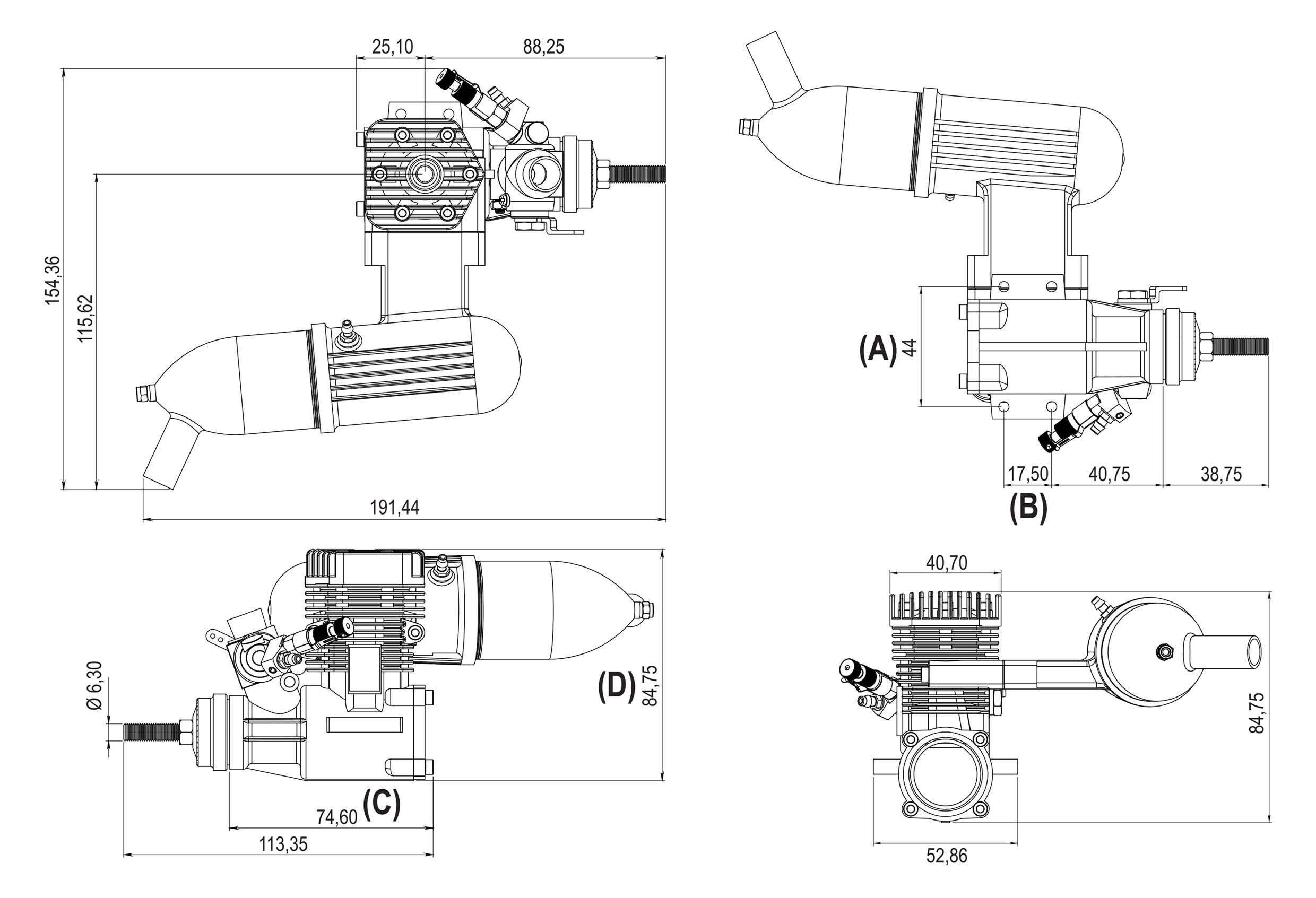 Force Engine Nitro 2-Takt Flugmodell-Motor 7.54 cm³ 1.62 PS 1.19 kW