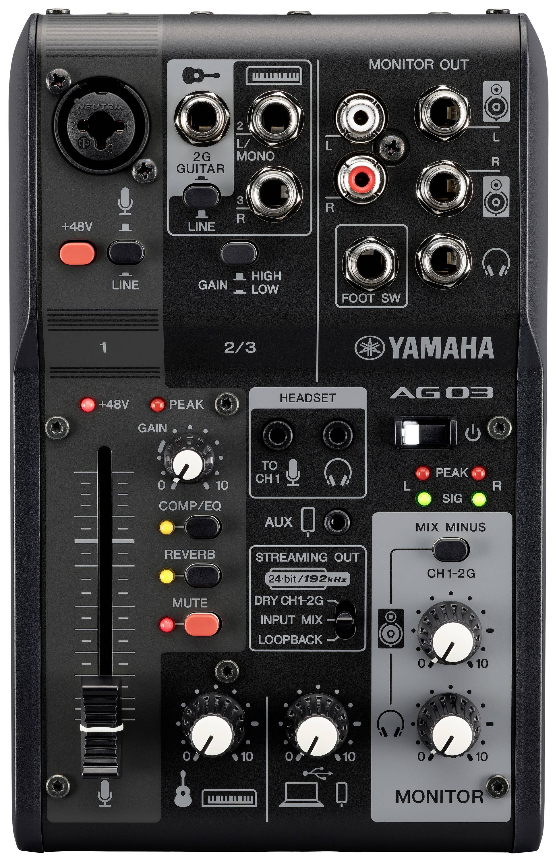 Yamaha AG03MK2B Konsolen-Mischpult Anzahl Kanäle:3 USB-Anschluss