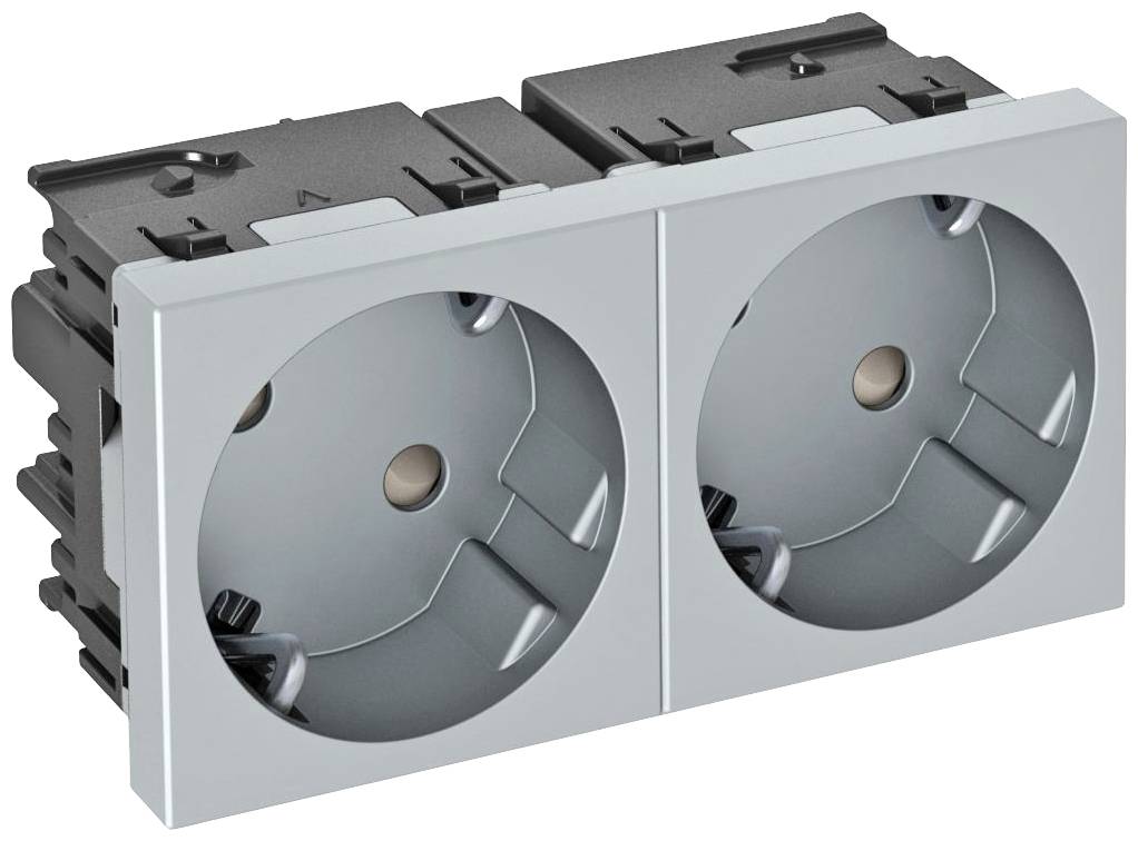 OBO Bettermann 6120493 Geräteeinsatz 2fach Steckdose (B x H x T) 90 x 45 x 40mm 1 St. Aluminium