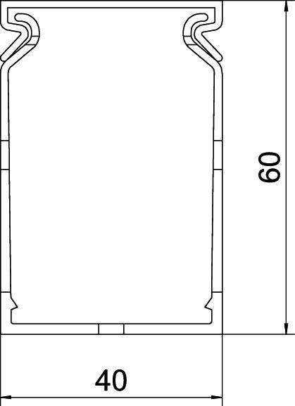 Schematische Darstellung eines Bauteils mit einer Höhe von 60 mm und einer Breite von 40 mm.