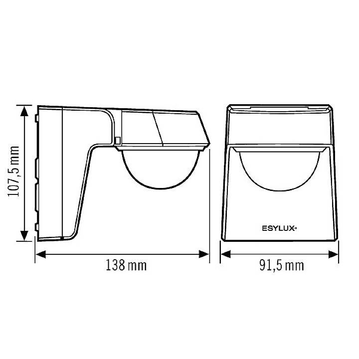 ESYLUX EM10025372 Decke, Wand, Aufputz Bewegungsmelder 230° Weiß IP55, IK07