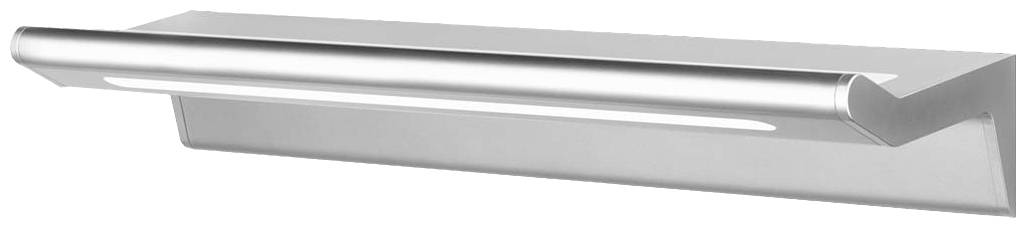 Silberne LED-Leuchte mit schmalem, länglichem Design zur Wandmontage. Ideal für gleichmäßige Ausleuchtung, modernes Erscheinungsbild.