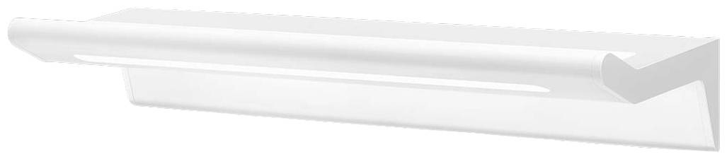 Weiße, schlichte, rechteckige Regalhalterung aus Metall mit einer glatten Oberfläche.