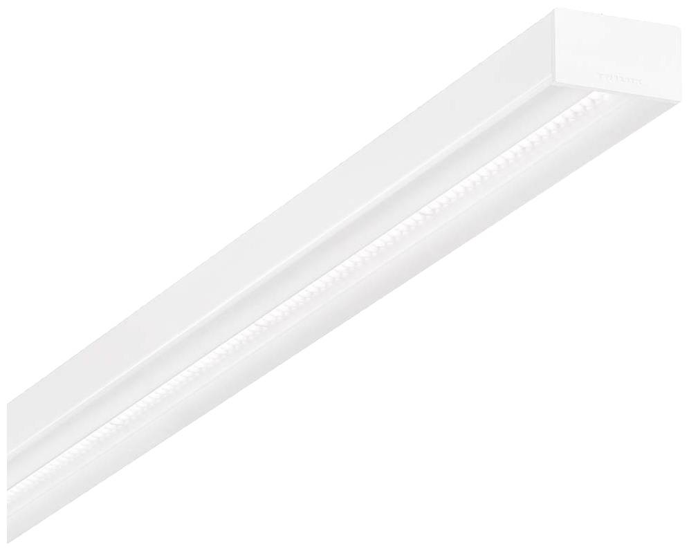 Eine längliche LED-Leuchte, rechteckig und weiß, zur Deckenmontage. Ideal für die Ausleuchtung großer Räume oder Büros.