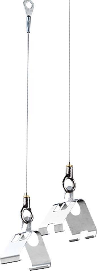 Ein einzelner Haken, der an einer dünnen Stange oder Schnur hängt, zeigt eine klare und minimalistische Szene.