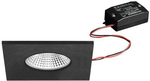 Ein rechteckiger LED-Scheinwerfer mit einem separaten schwarzen Gehäuse, verbunden durch rote und schwarze Drähte.