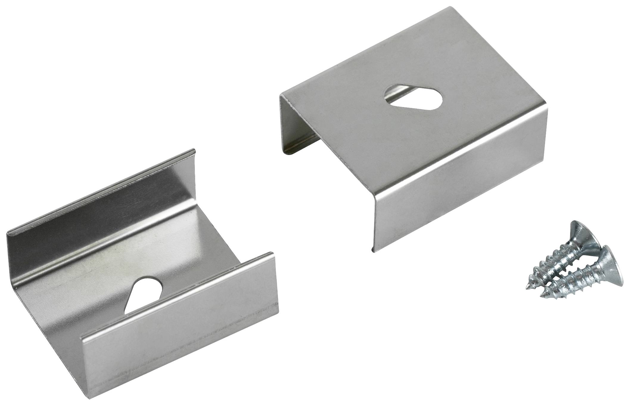 Metallhalterungssatz mit zwei Klammern und zwei Schrauben für die Montage.