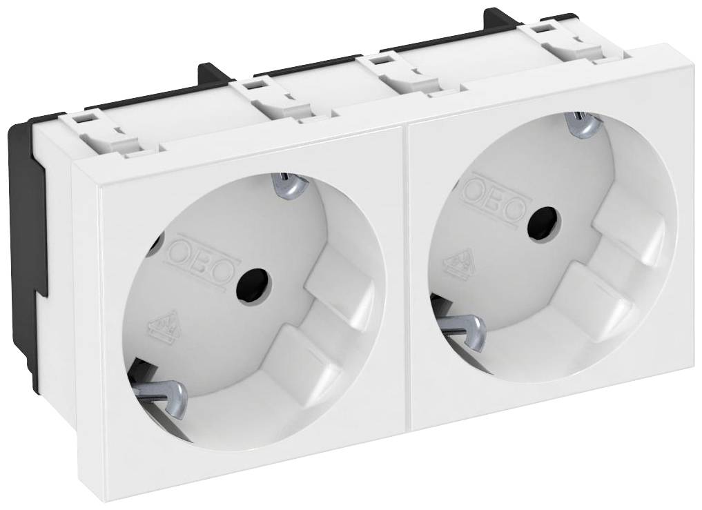 OBO Bettermann 6120103 Geräteeinsatz 2fach Steckdose (B x H x T) 90 x 45 x 42 mm 1 St. Weiß