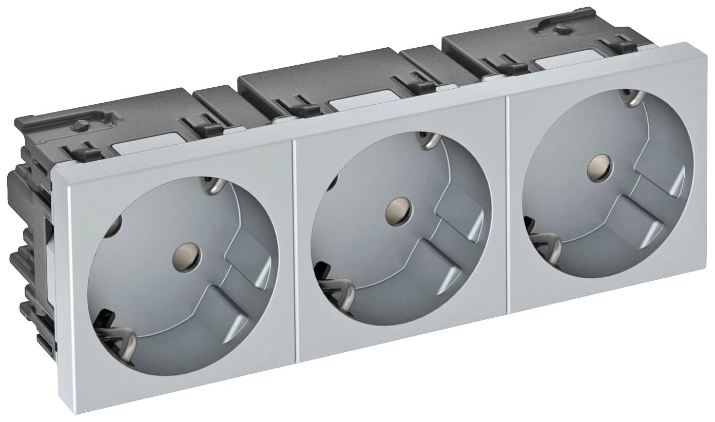 OBO Bettermann 6120513 Geräteeinsatz 3fach Steckdose (B x H x T) 135 x 45 x 40mm 1 St. Aluminium