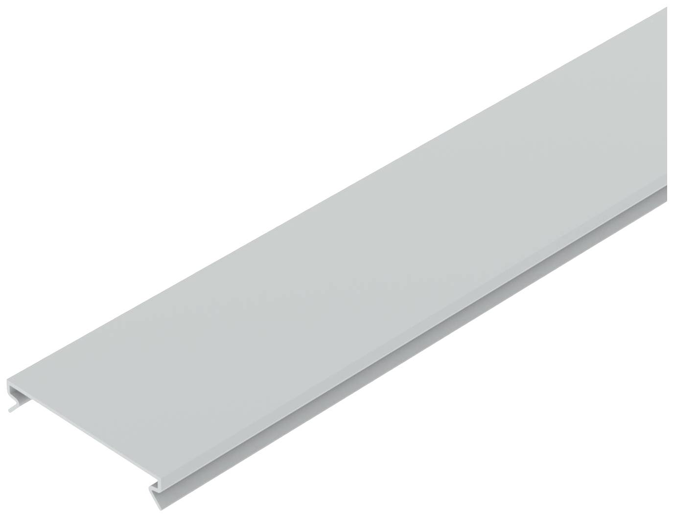 Graues Metallprofil mit flachem, rechteckigem Querschnitt.