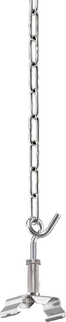 Metallkette mit Haken und dreiteiligem Anker. Verwendet zum Aufhängen oder Sichern von Gegenständen.