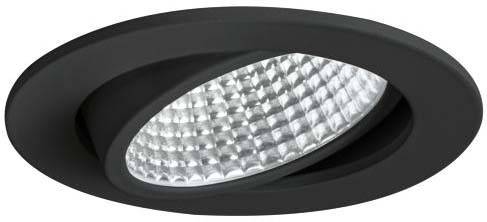 Eine ovale LED-Leuchte mit schwarzem Rahmen und geriffelter Beleuchtungsfläche, die für moderne Innenbeleuchtung genutzt wird.