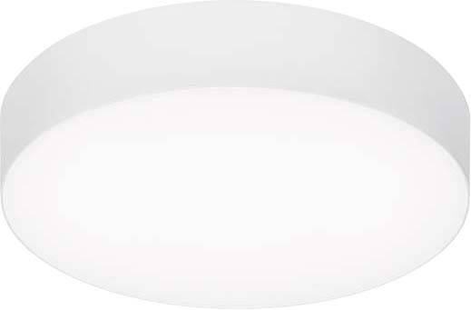 Runde, weiße Deckenleuchte mit modernem Design. Eignet sich für eine dezente Beleuchtung in Wohn- oder Arbeitsräumen.