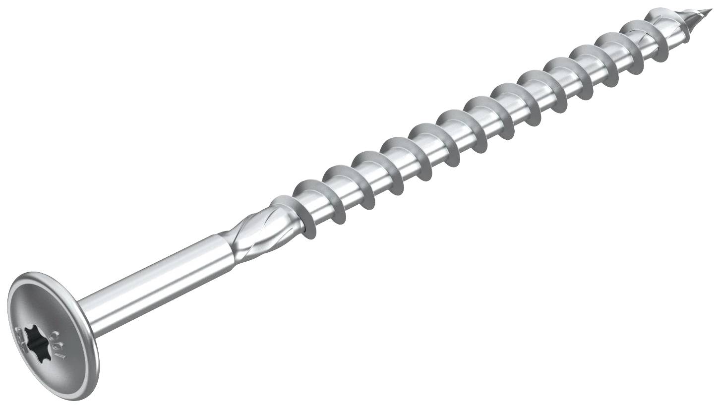 Metallschraube mit glattem Kopf, Kreuzschlitz und spiralisiertem Gewinde, geeignet für Holz- und Metallbefestigungen.