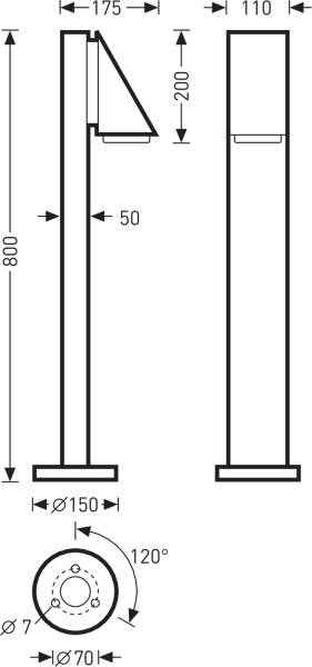 Trilux HS 80/LED-W 24 5563140 Wegeleuchte LED ohne 5 W Grau