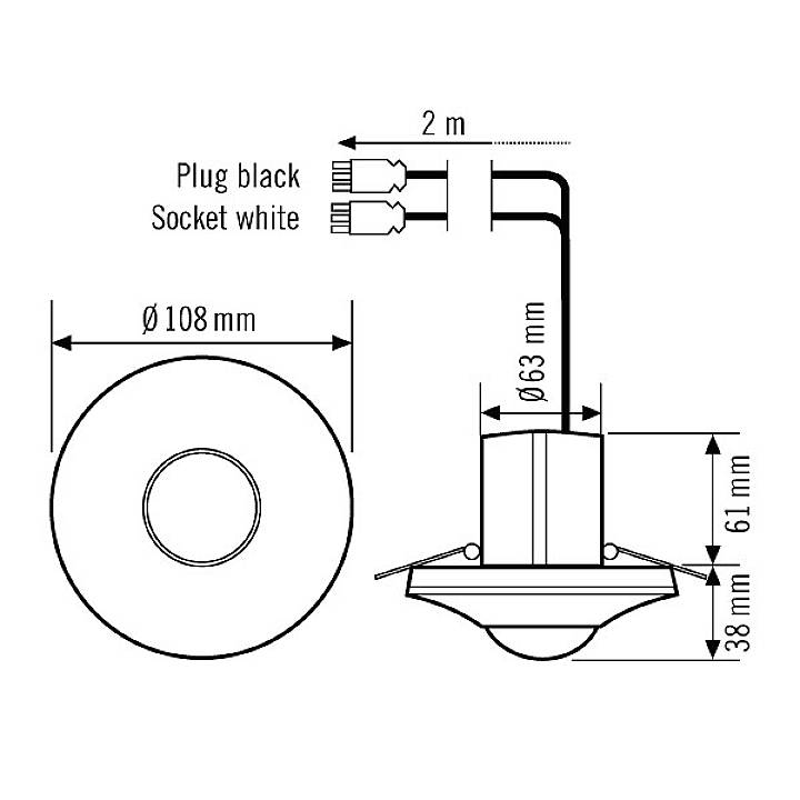 ESYLUX EP10424823 Decke, Unterputz Decken-Präsenzmelder 360° Weiß IP20