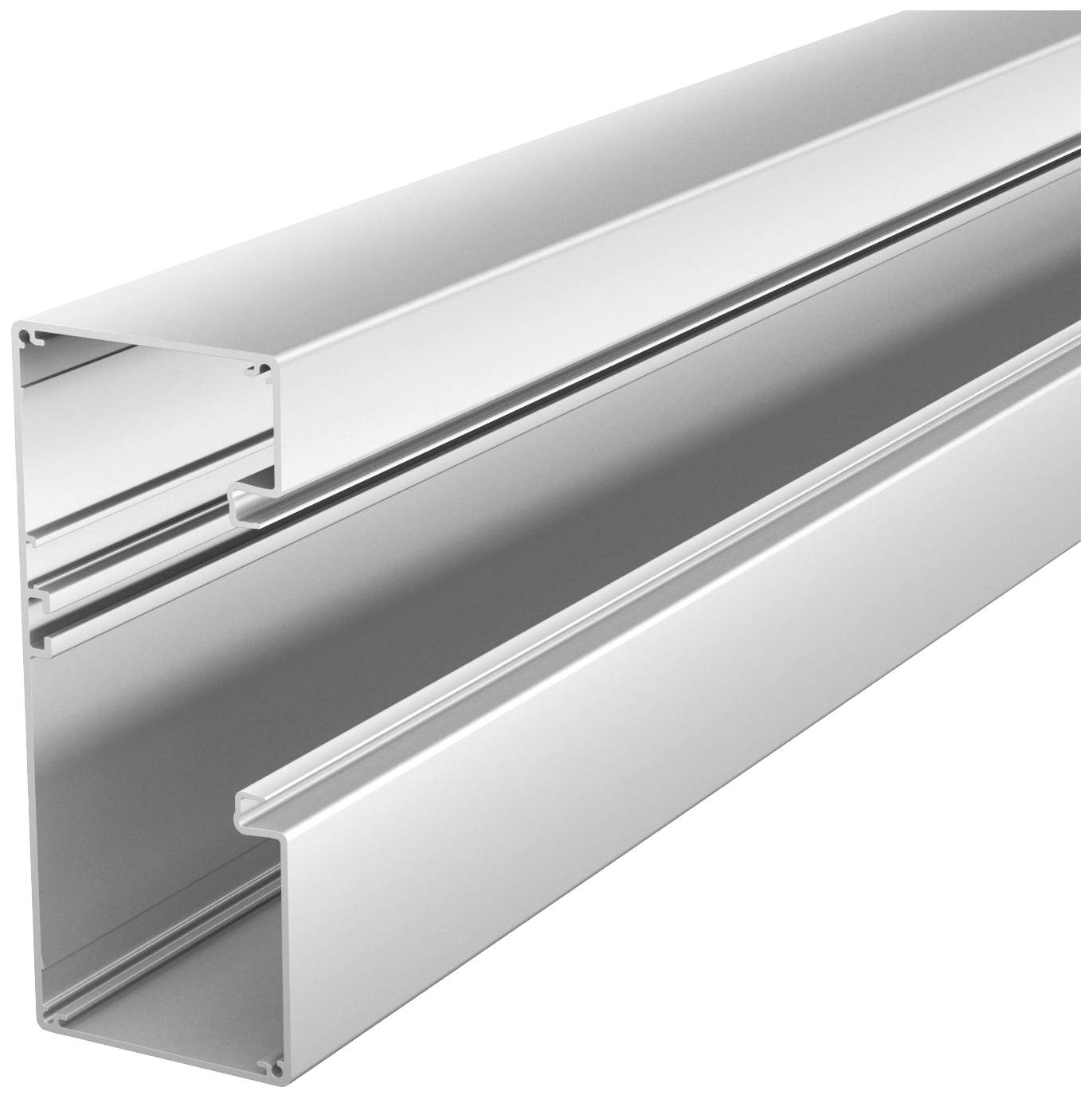 Aluminiumprofil mit rechteckigem Querschnitt, Rillen für Verbindungen und Anwendungen in Möbel- oder Architekturprojekten.