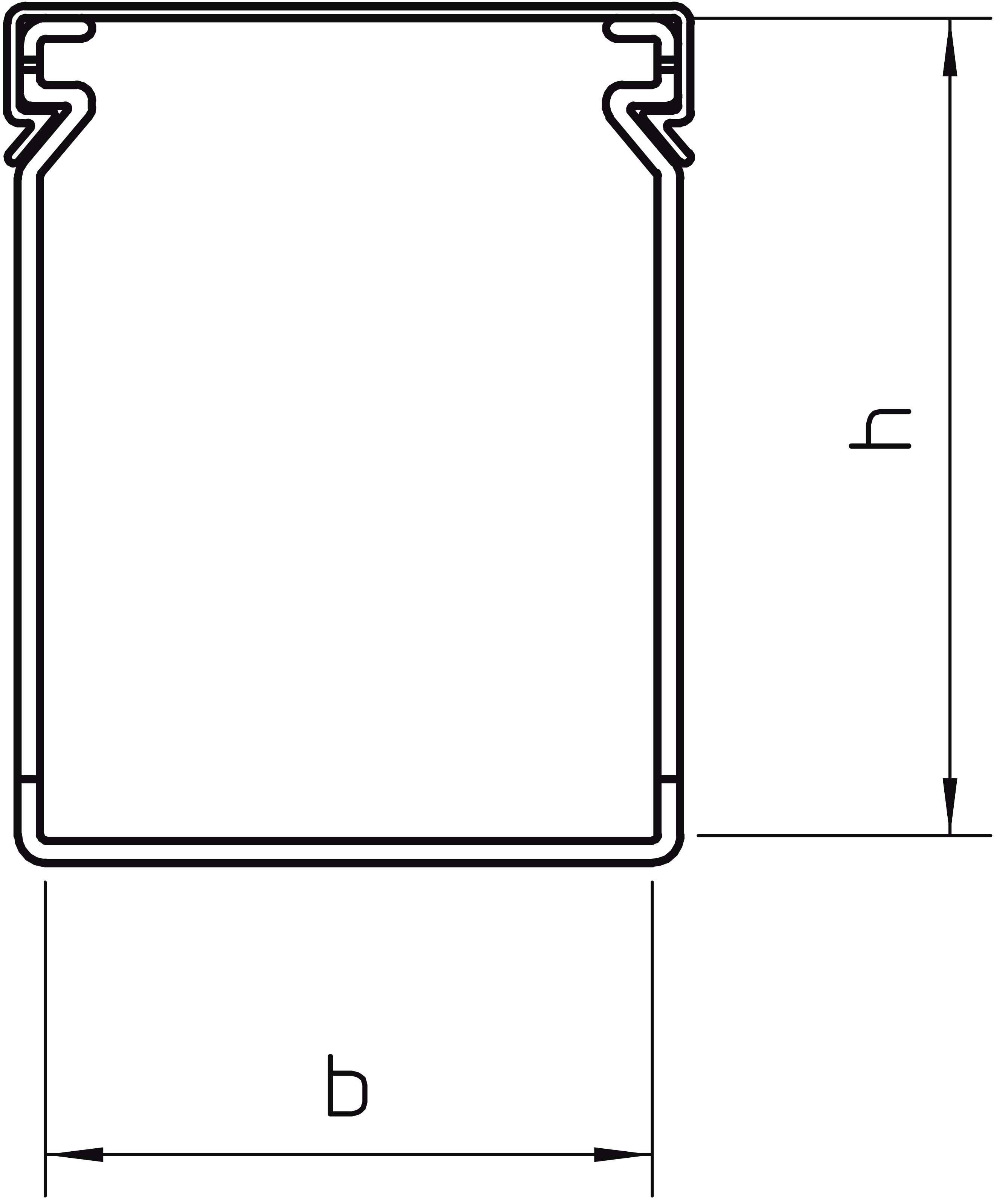 Technische Zeichnung eines zylindrischen Behälters mit Deckel. Höhe ('h') und Breite ('b') sind markiert.