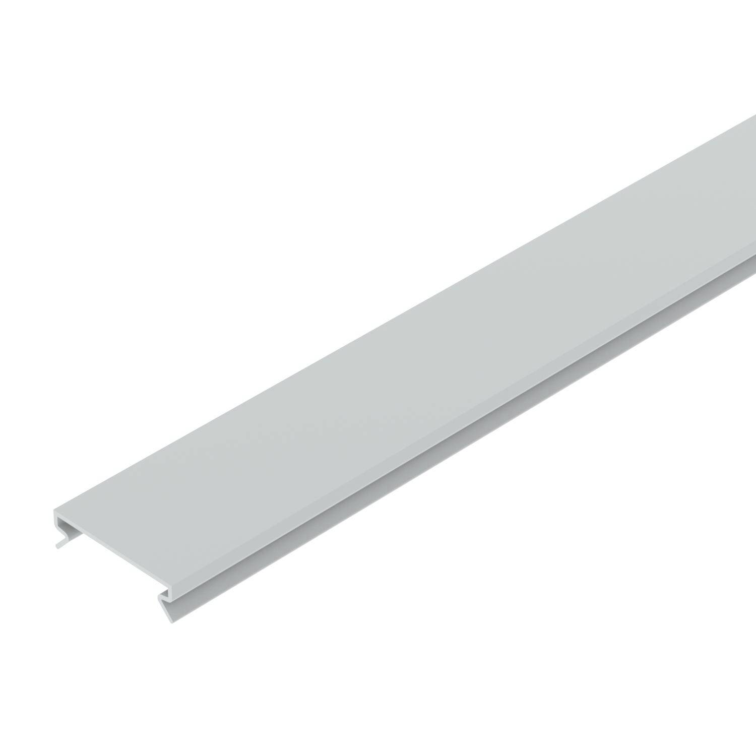 Ein graues Metallprofil mit einer U-Form, häufig zur Abdeckung von Kanten oder zum Abschluss von Oberflächen verwendet.