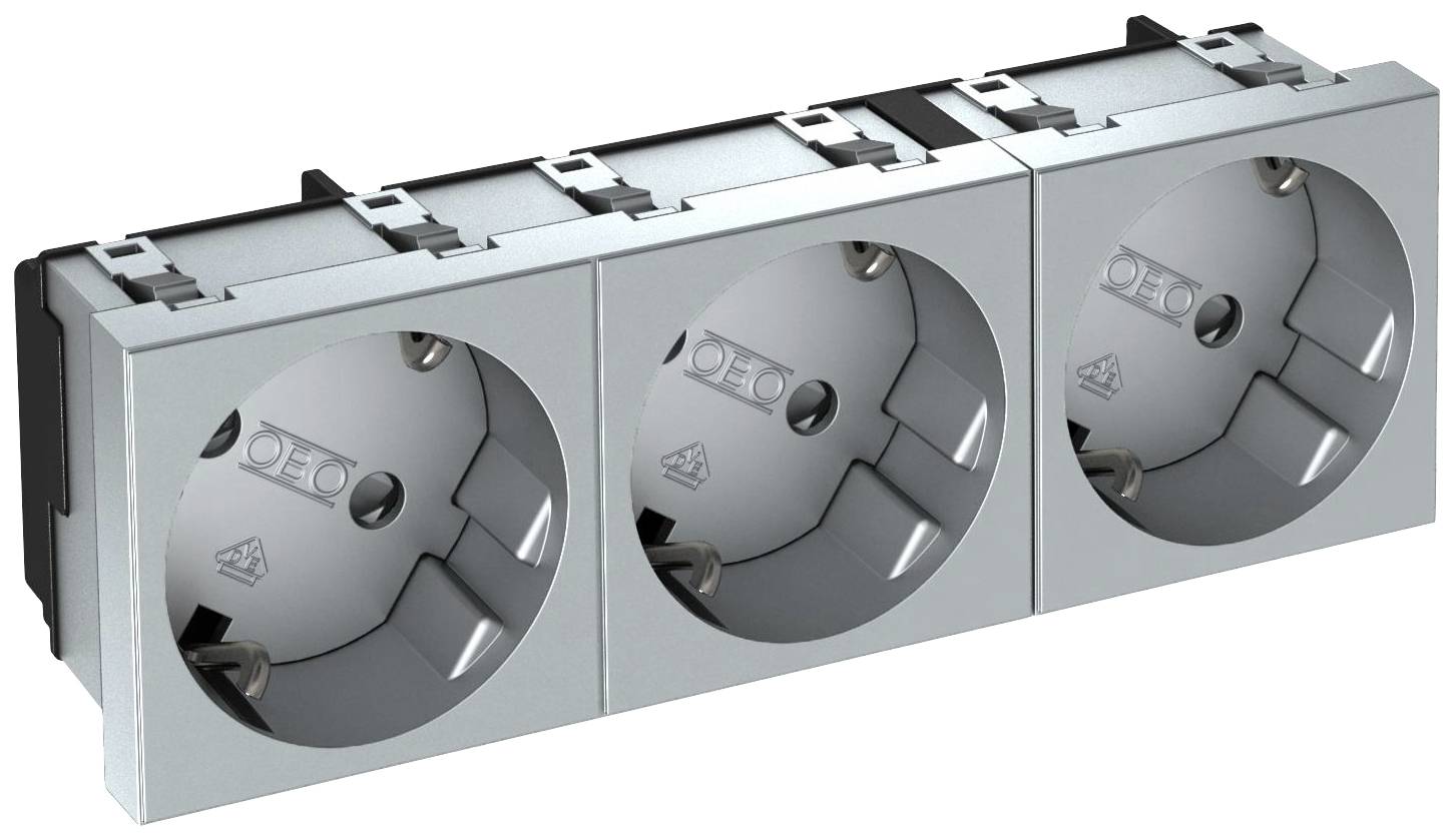 OBO Bettermann 6120133 Geräteeinsatz 3fach Steckdose (B x H x T) 135 x 45 x 42mm 1 St. Aluminium