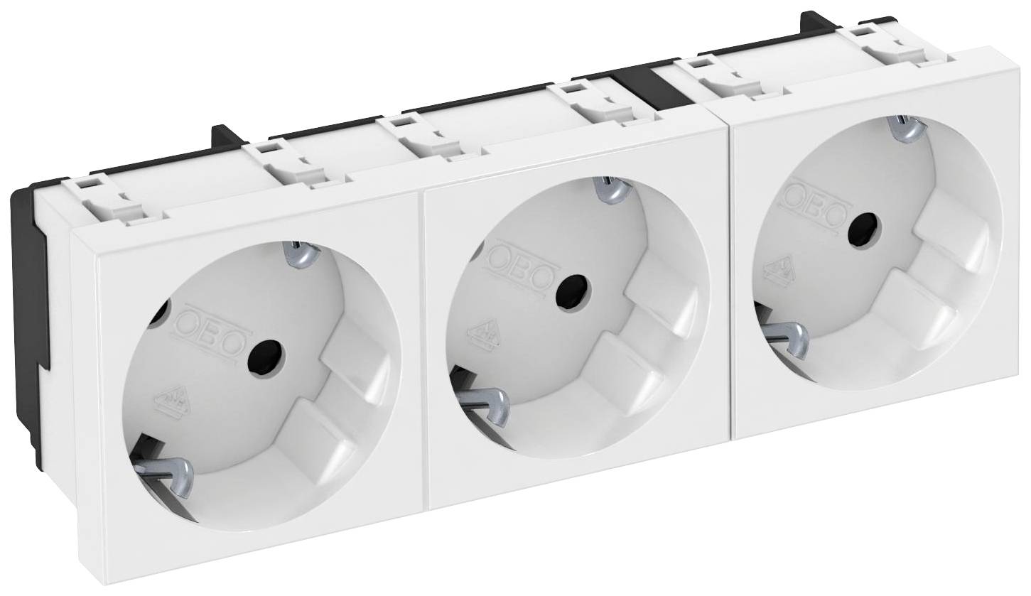 OBO Bettermann 6120123 Geräteeinsatz 3fach Steckdose (B x H x T) 135 x 45 x 42mm 1 St. Weiß