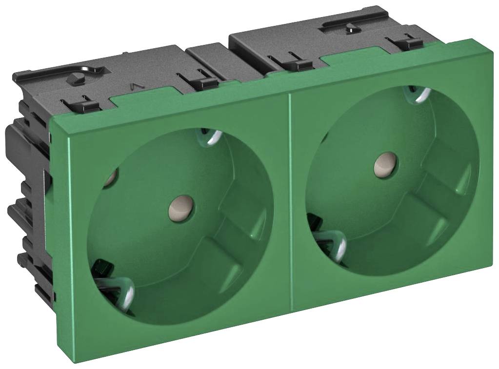 OBO Bettermann 6120487 Geräteeinsatz 2fach Steckdose (B x H x T) 90 x 45 x 40mm 1 St. Grün