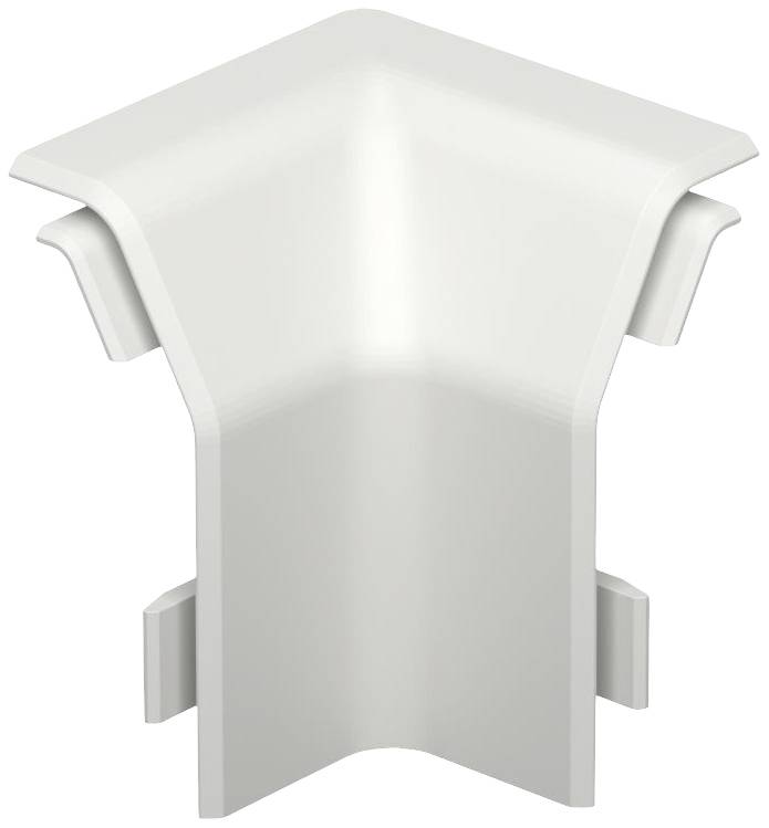 Eckverbindungsstück aus Kunststoff in weiß, geeignet für saubere und ästhetische Verbindungen in Kabelkanalsystemen.