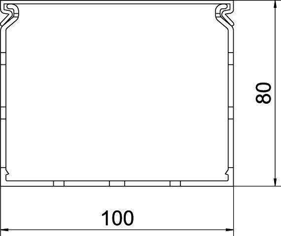 Schematische Zeichnung eines rechteckigen Objekts mit den Maßen 100 x 80.