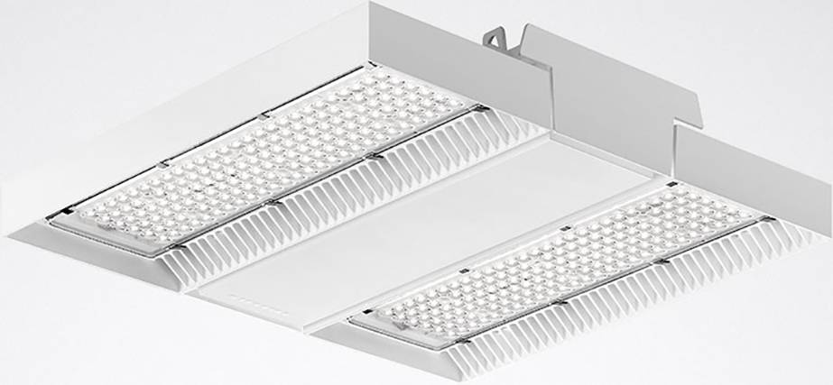 LED-Deckenleuchte mit zwei beleuchteten Paneelen in rechteckigem Gehäuse, geeignet für moderne Innenraumbeleuchtung.